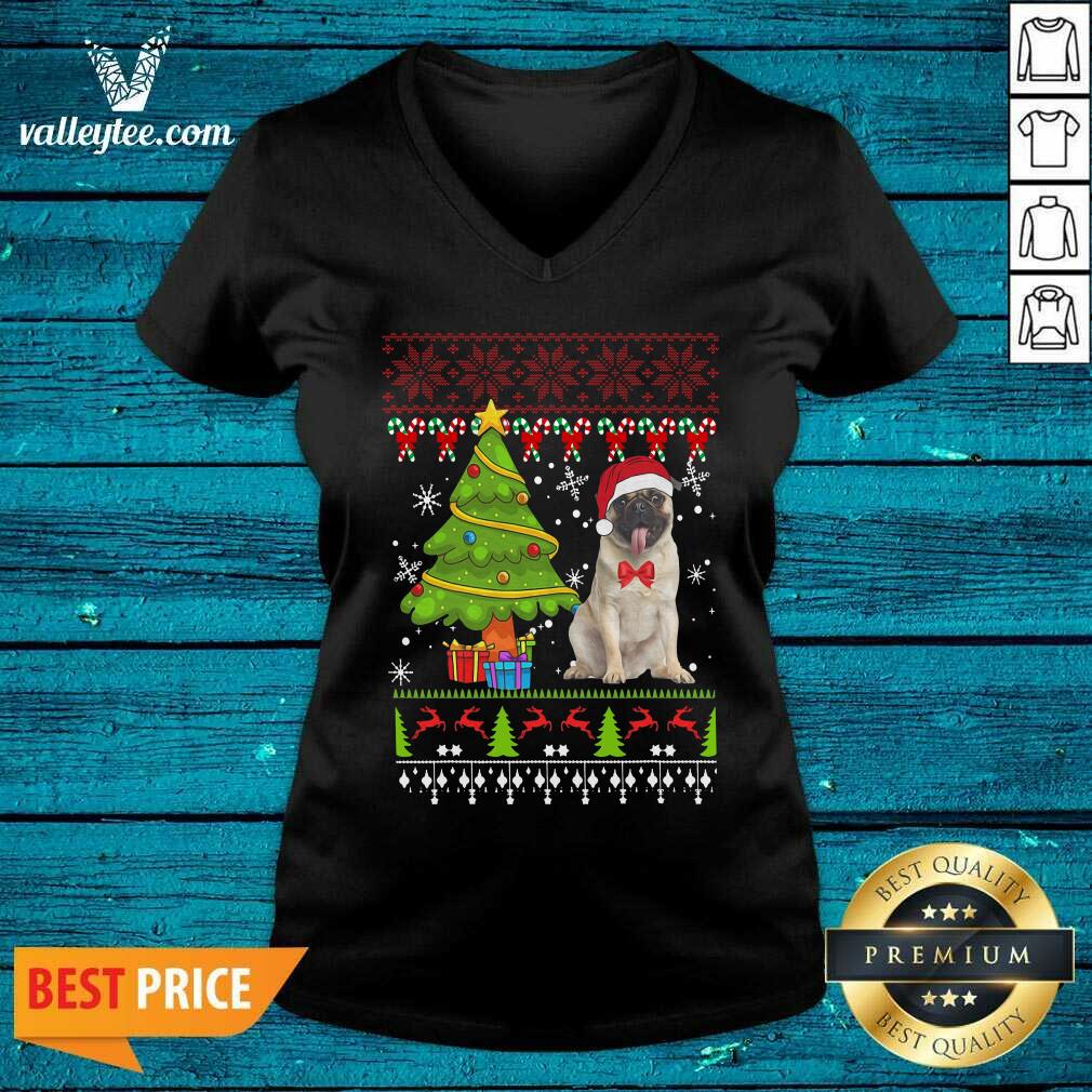 Premium Pug Santa Ugly Merry Christmas Tree Shirt - Image 4