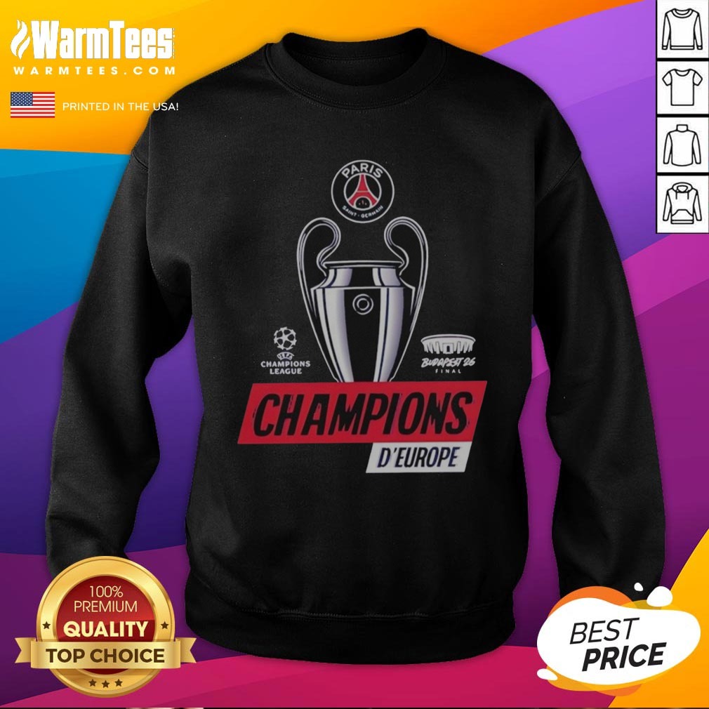 Funny Paris Saint Germain PSG UEFA Champions League Champions D'Europe 2026 Trophy Shirt - Image 4