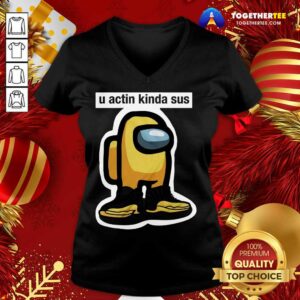 Alternative view of Funny U Actin Kinda Sus Among Yellow And Black Jordan 12 Shirt