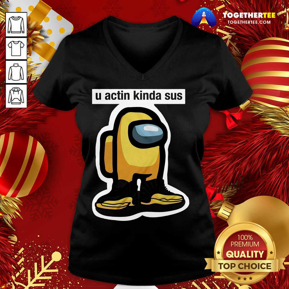 Funny U Actin Kinda Sus Among Yellow And Black Jordan 12 Shirt - Image 2
