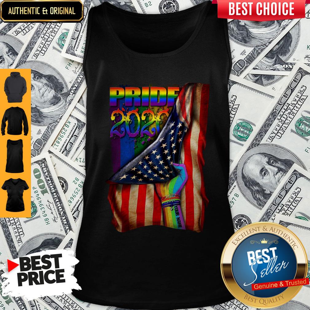 Pretty LGBT Pride 2020 American Flag Shirt - Image 4