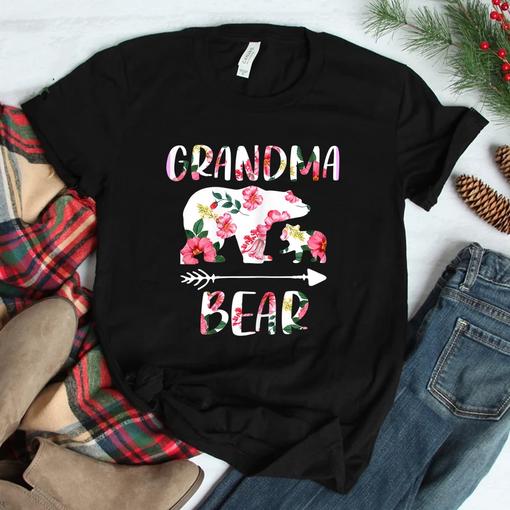 Floral Bear Matching Family Funny Grandma Bear Shirt