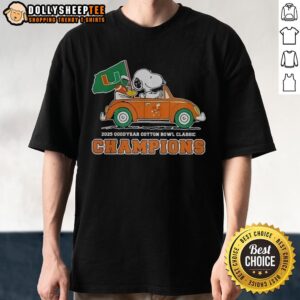 Official Snoopy And Woodstock X Miami Hurricanes Cotton Bowl Classic Champions 2025 T-Shirt