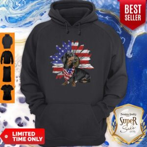 Alternative view of Daschund Sunflower America Flag Dog Lovers Shirt