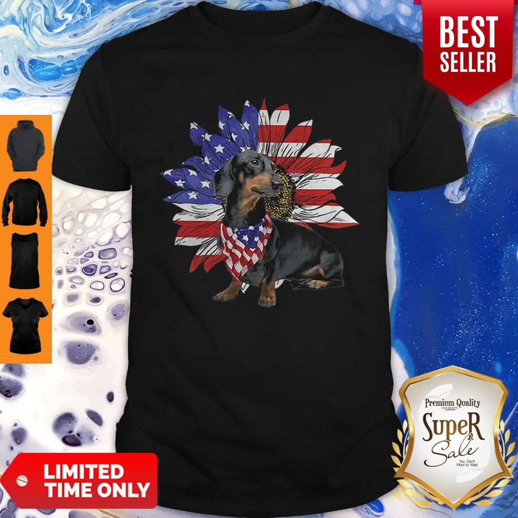 Daschund Sunflower America Flag Dog Lovers Shirt