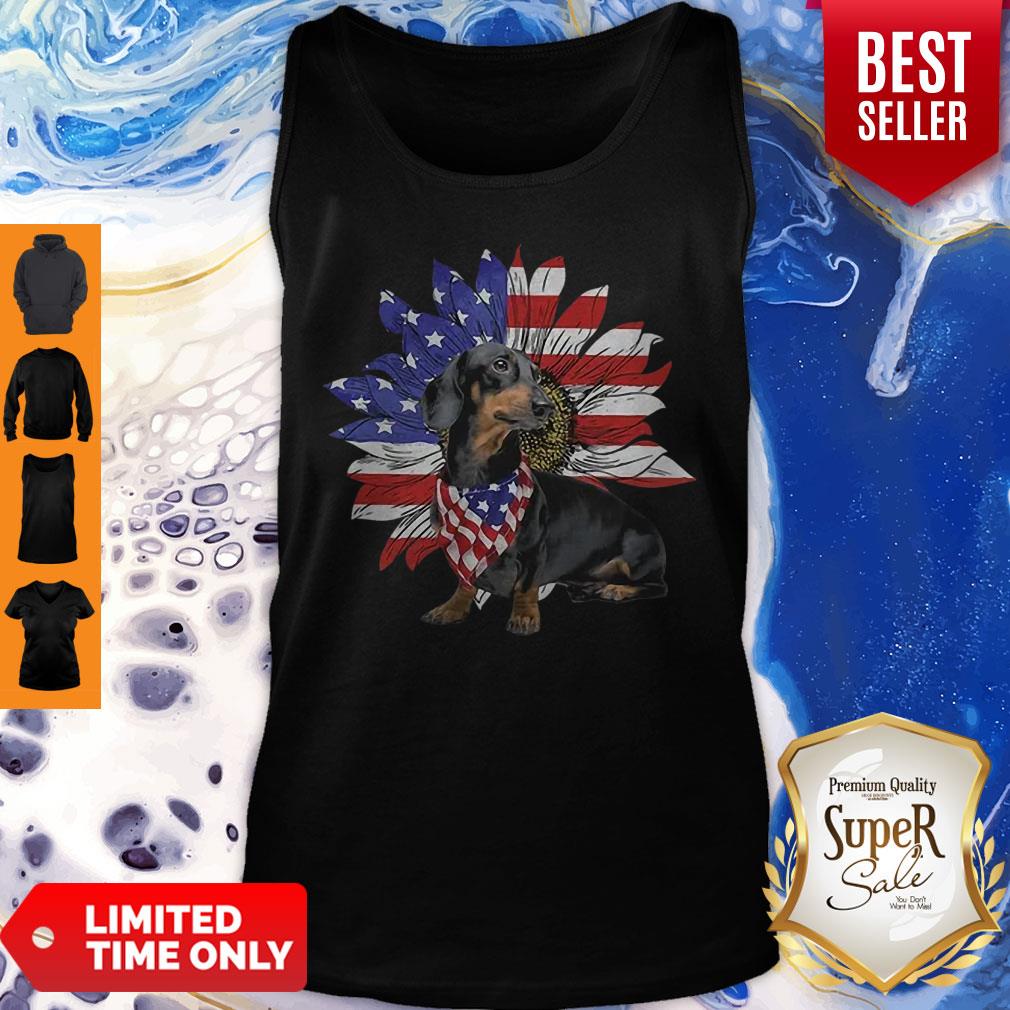 Daschund Sunflower America Flag Dog Lovers Shirt - Image 4