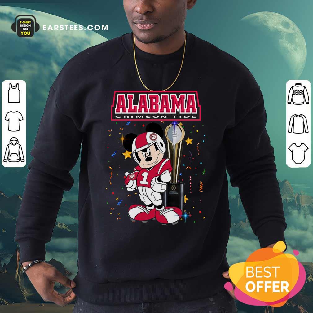 Premium Mickey Mouse And Cup Alabama Crimson Tide Shirt - Image 5