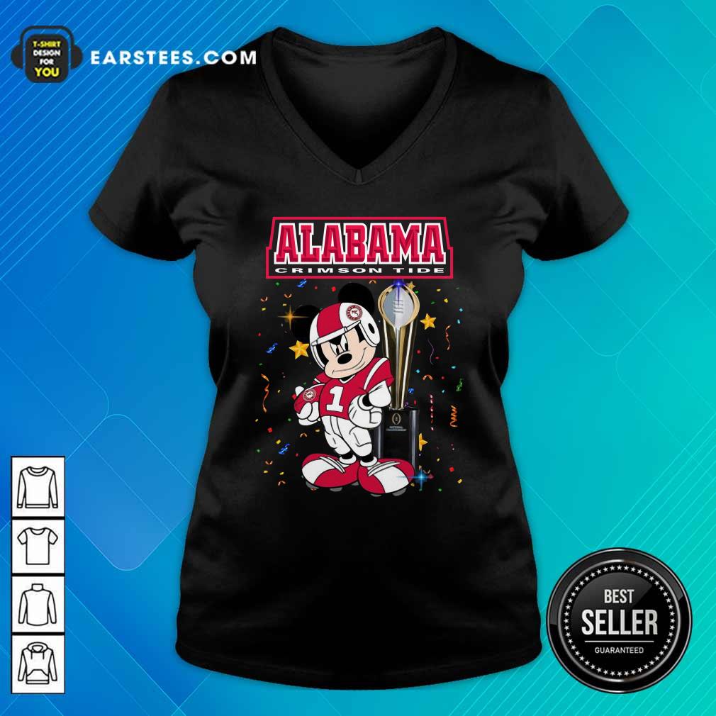 Premium Mickey Mouse And Cup Alabama Crimson Tide Shirt - Image 3