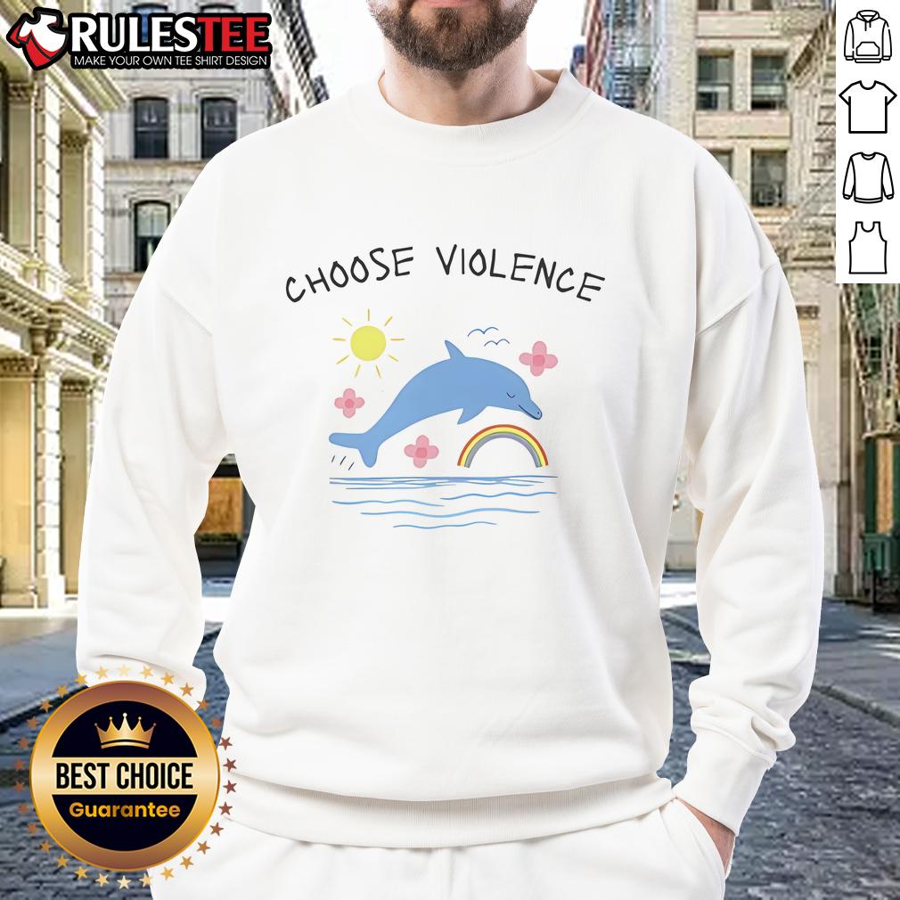 Cute Choose Violence Summer With Dolphins T-Shirt - Image 5