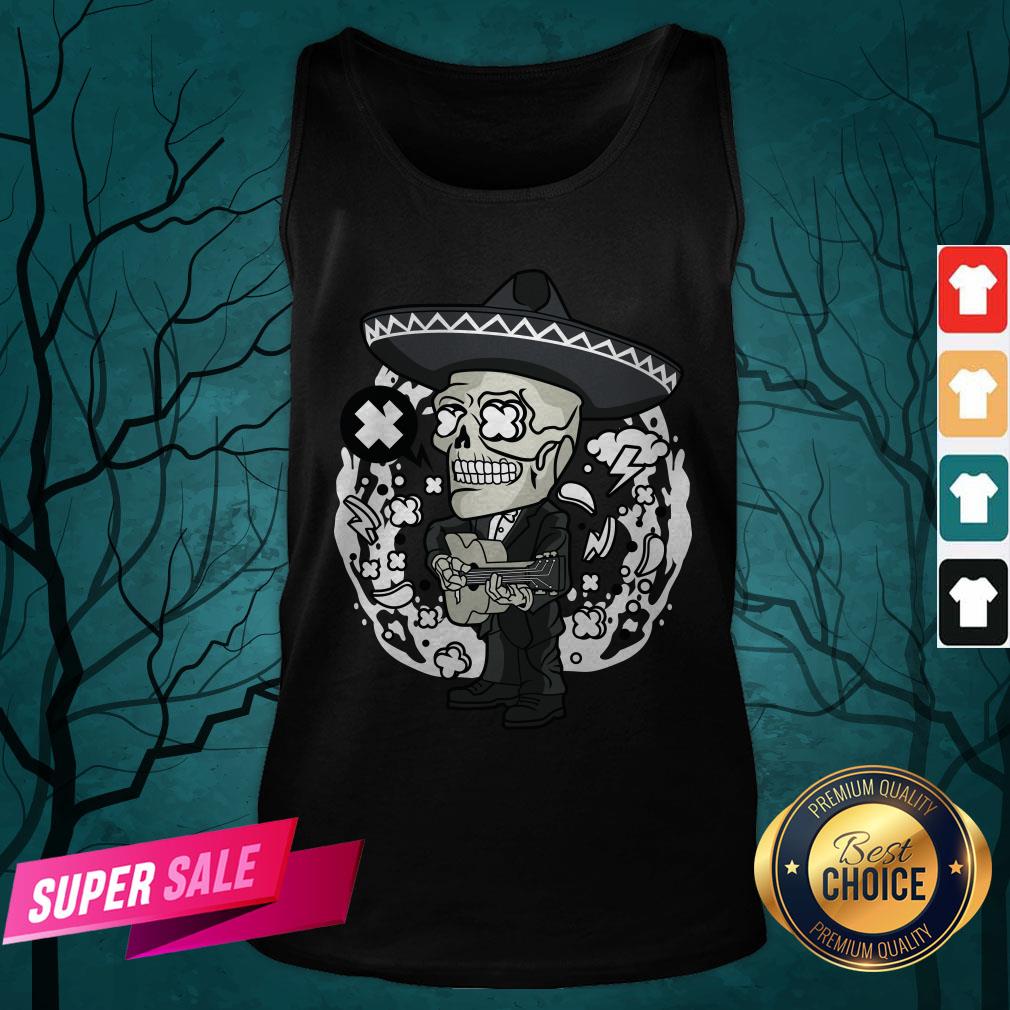 Gentlemen Skeleton Play Guitar Day Of The Dead In Mexican Holiday Shirt - Image 2