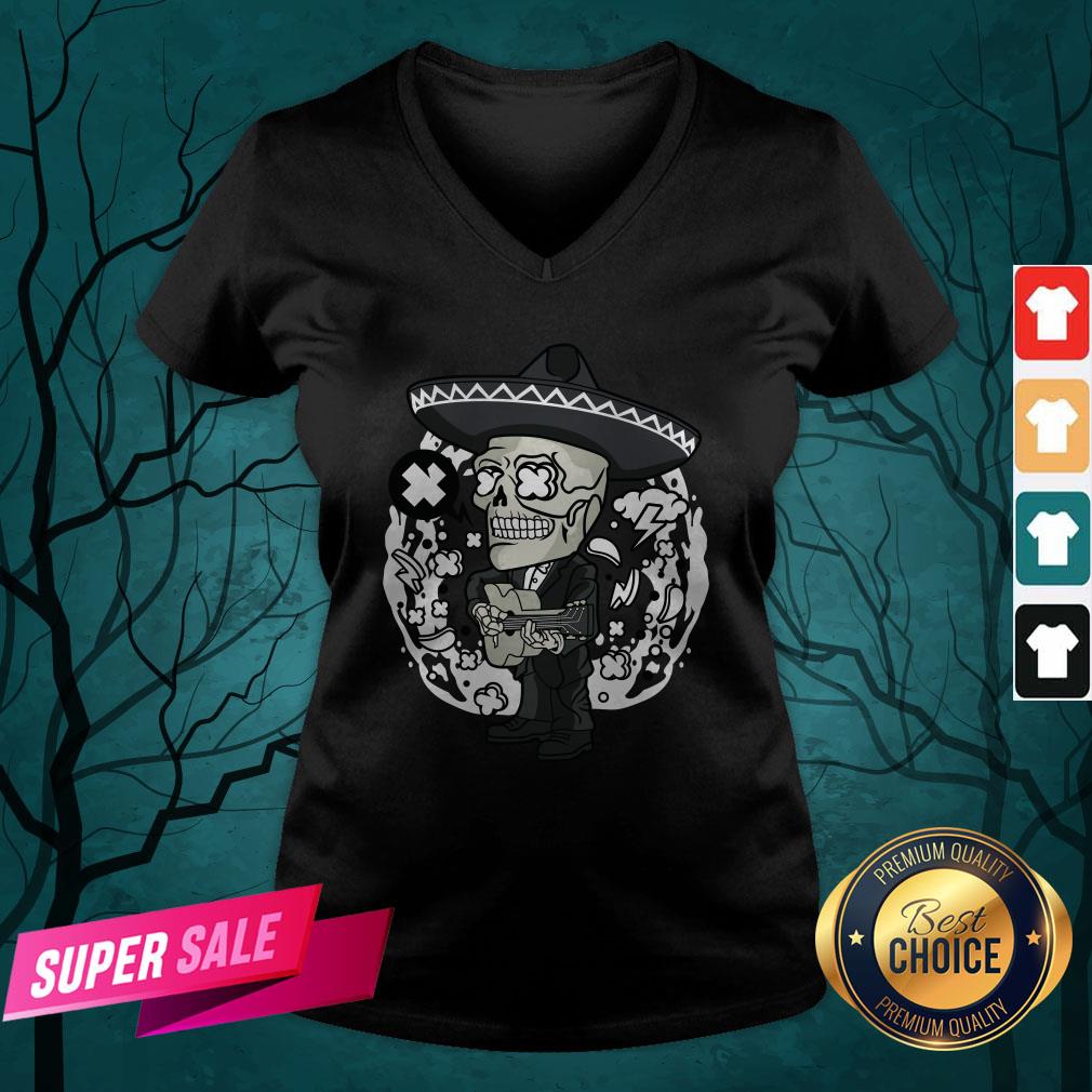 Gentlemen Skeleton Play Guitar Day Of The Dead In Mexican Holiday Shirt - Image 3