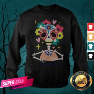 Alternative view of Sugar Flower Skeleton Day Dead Dia De Muertos Shirt