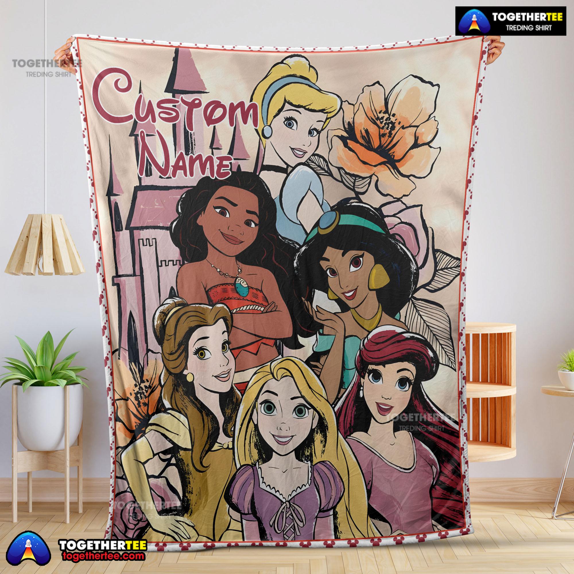 Disney Cartoon Princess Characters Blanket Fleece Customized Blanket