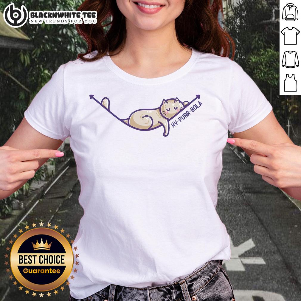 Top Hy-Purr-Bola Hyperbola Maths Cat Pun T-Shirt - Image 3