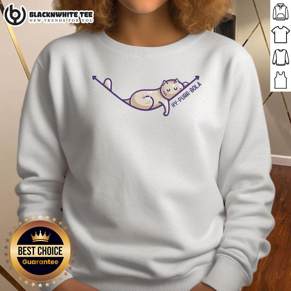 Top Hy-Purr-Bola Hyperbola Maths Cat Pun T-Shirt - Image 5