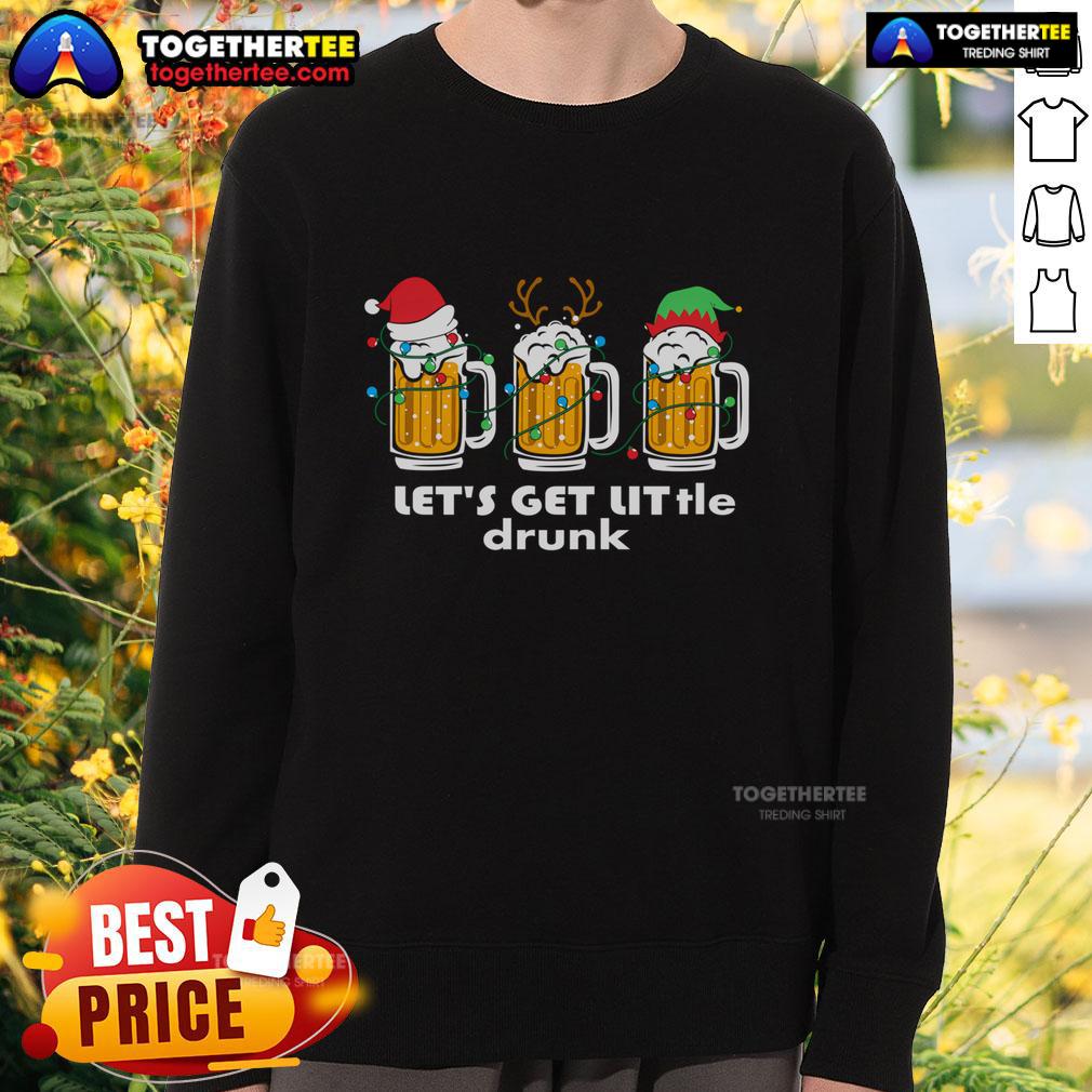 Good Xmas Let's Get Lit Drunk Santa Fun Family Beer Christmas T-Shirt - Image 5