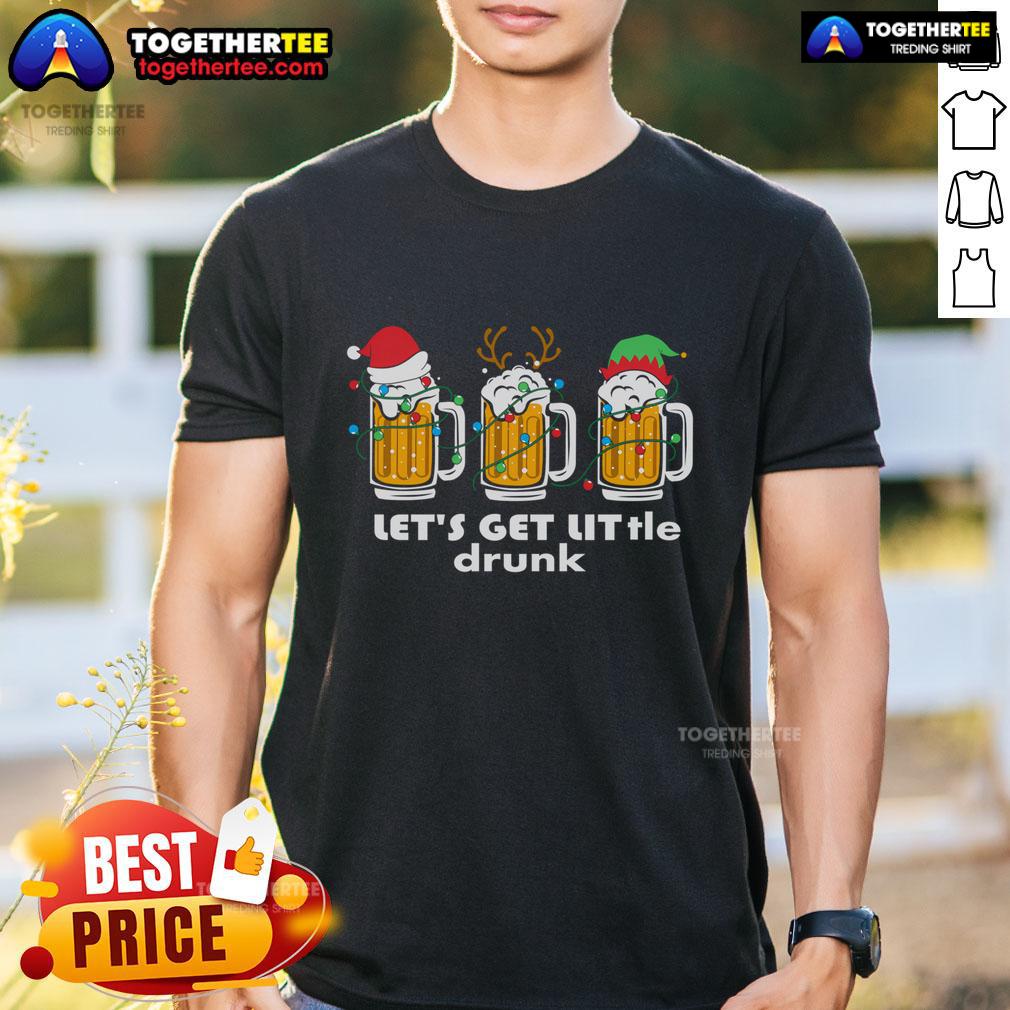 Good Xmas Let's Get Lit Drunk Santa Fun Family Beer Christmas T-Shirt