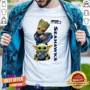 Top Baby Groot And Baby Yoda Hug Seahawks Shirt