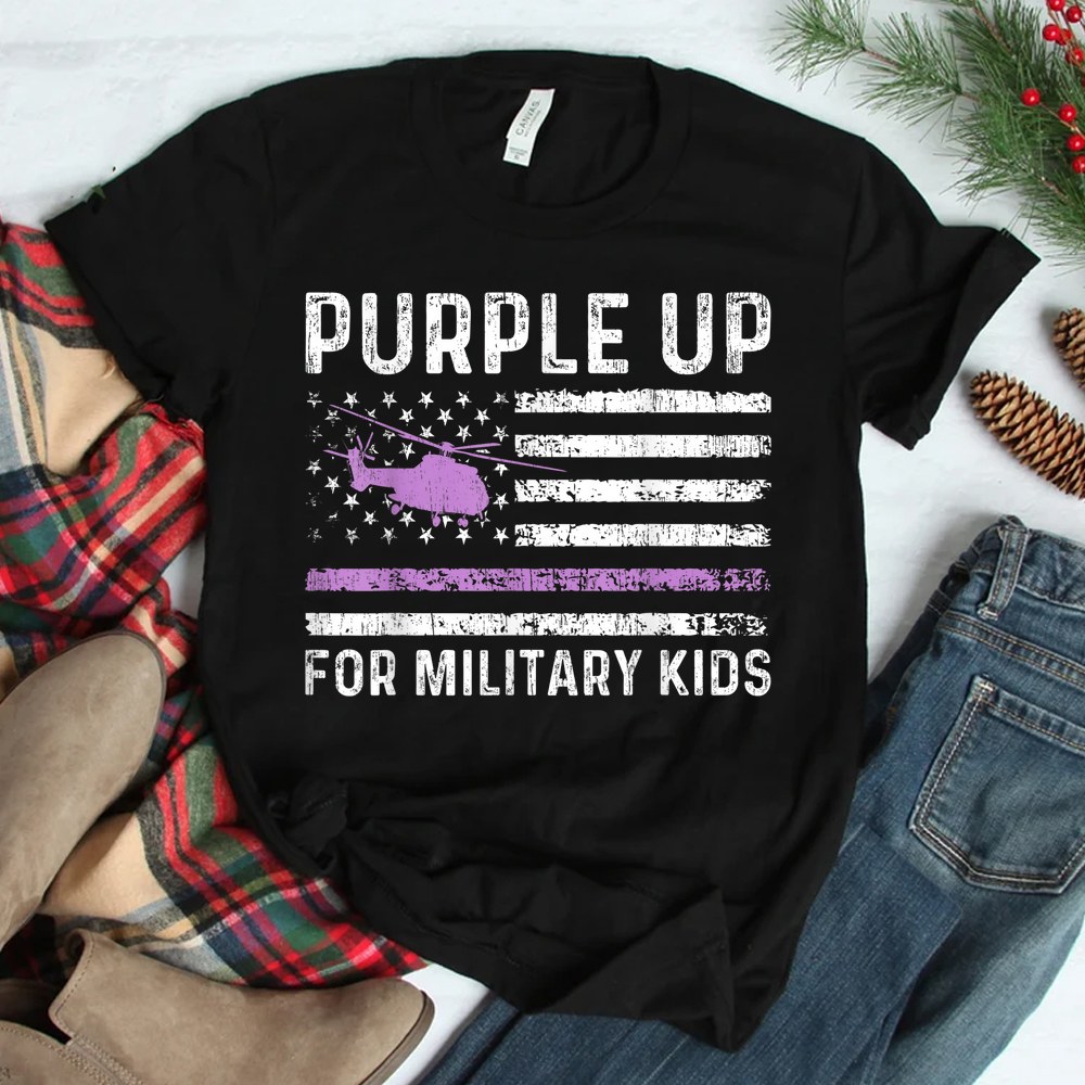 Purple Up Military Kids Military Child American Flag Shirt