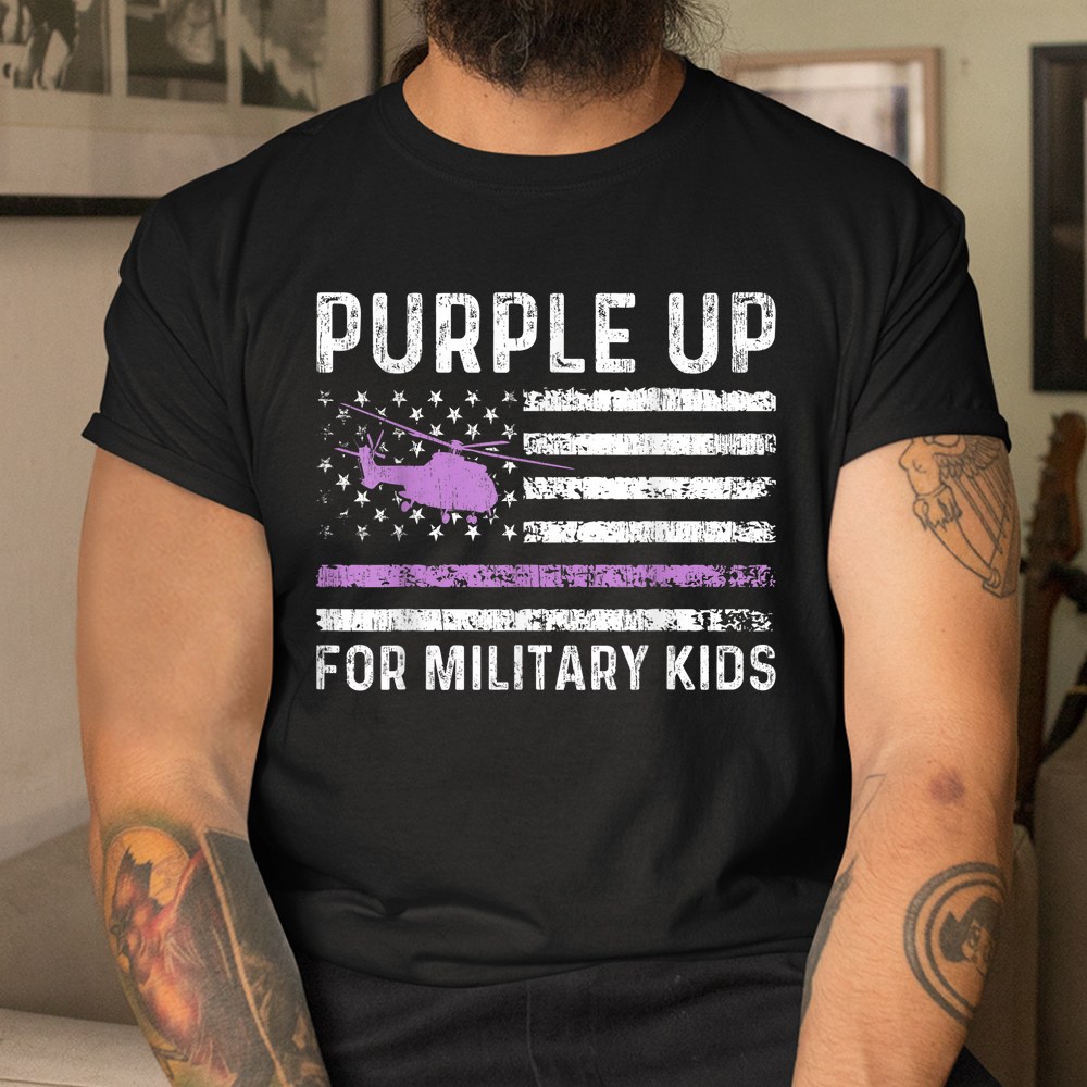 Purple Up Military Kids Military Child American Flag Shirt - Image 3