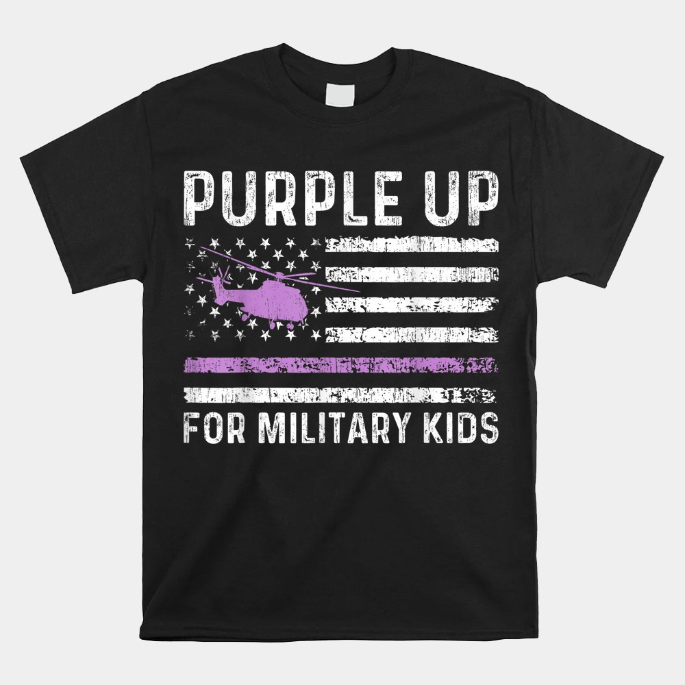 Purple Up Military Kids Military Child American Flag Shirt - Image 4