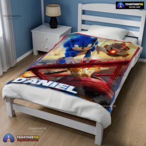 Alternative view of Official Cartoon Sonic With Friends Blanket Fleece Customized Blanket