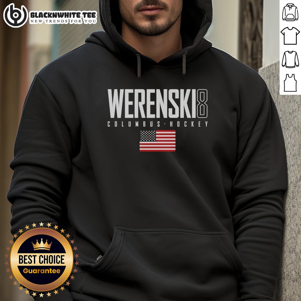 Good Zach Werenski Columbus 8 USA Flag Elite T-Shirt - Image 2