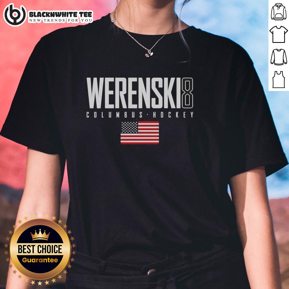 Good Zach Werenski Columbus 8 USA Flag Elite T-Shirt - Image 3