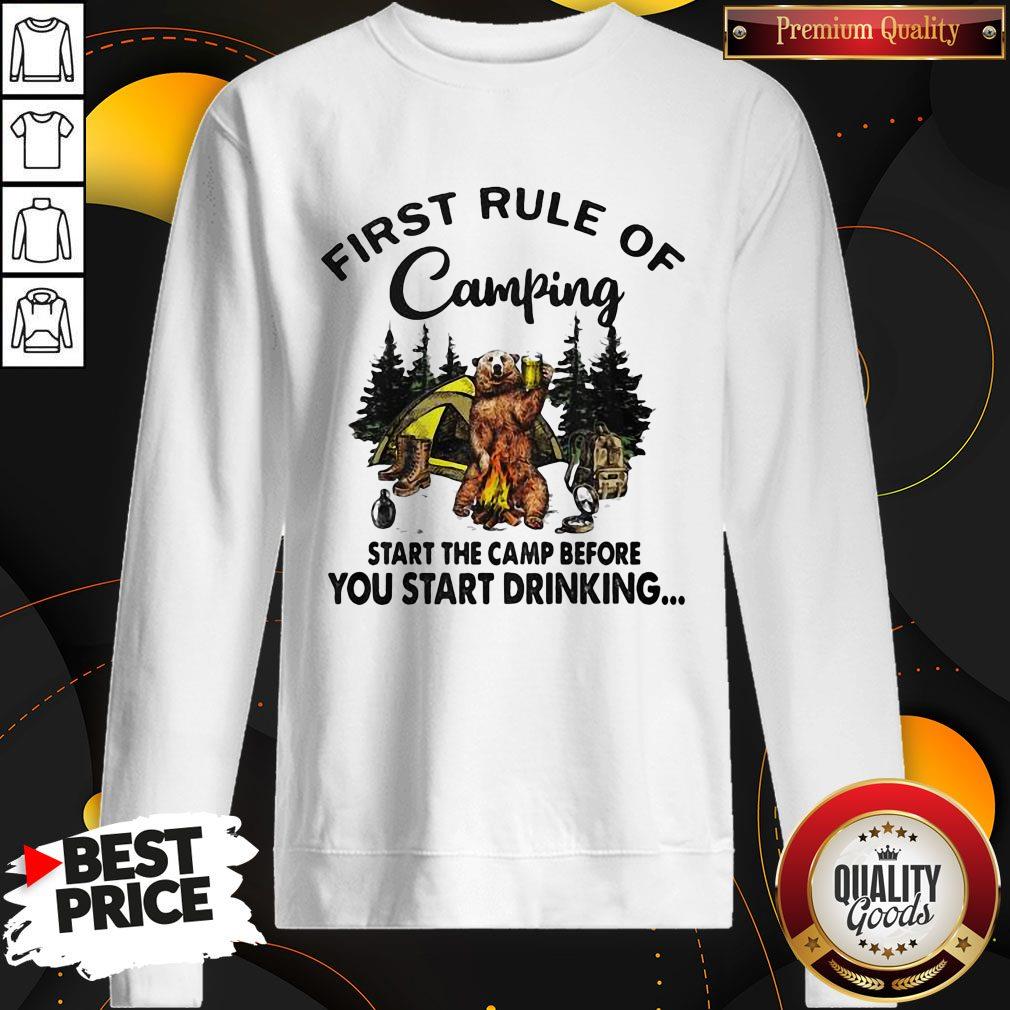 First Rule Of Camping Start The Camp Before You Start Drinking Bear Shirt - Image 4