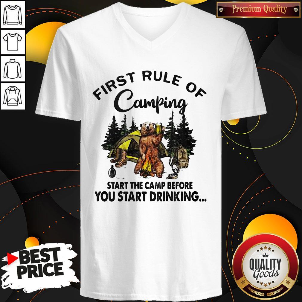 First Rule Of Camping Start The Camp Before You Start Drinking Bear Shirt - Image 2