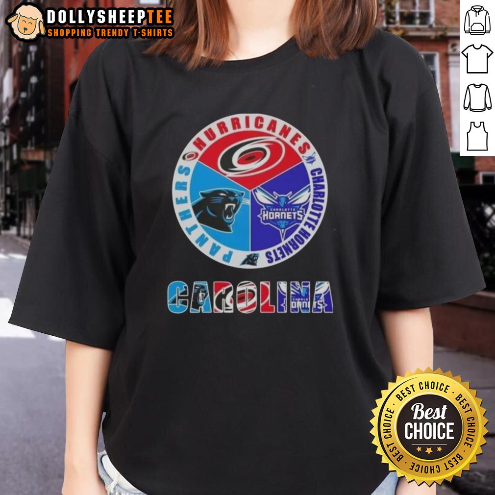 Top Carolina City Sports Hurricanes Charlotte Hornets Panthers Logo T-Shirt - Image 3