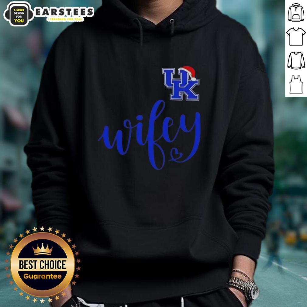 Good Wifey Kentucky Wildcats Santa Hat Merry Christmas T-Shirt - Image 2