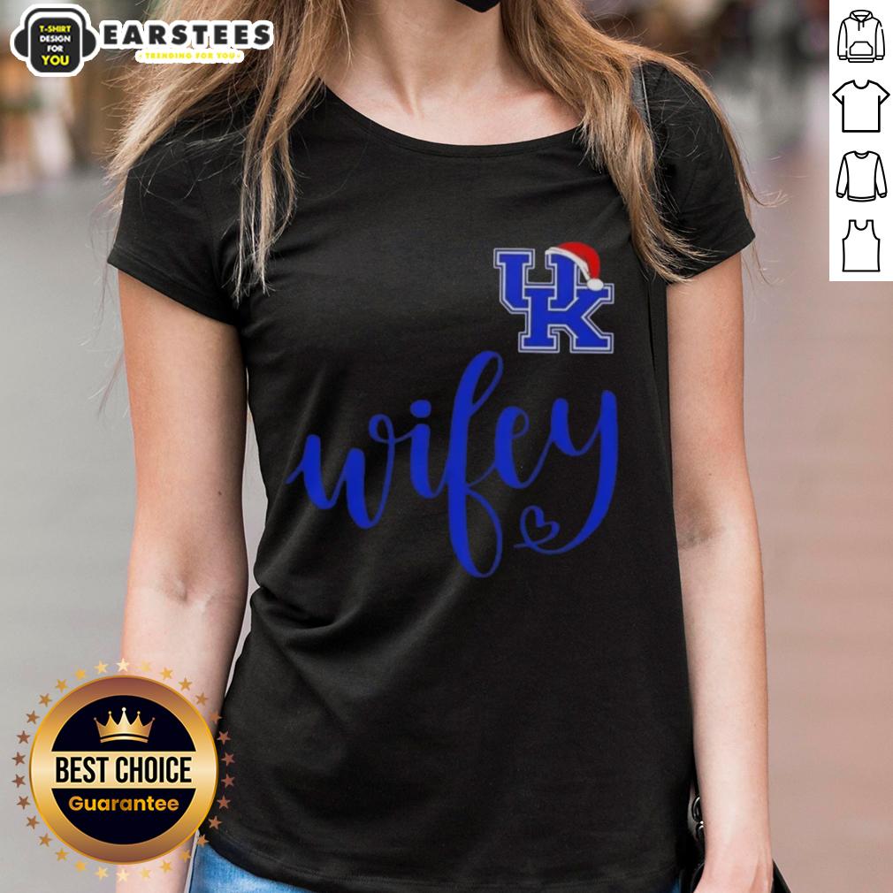 Good Wifey Kentucky Wildcats Santa Hat Merry Christmas T-Shirt - Image 3