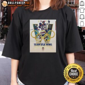Alternative view of Official Us Olympic Men's Ice Hockey Team USA Wins T-Shirt