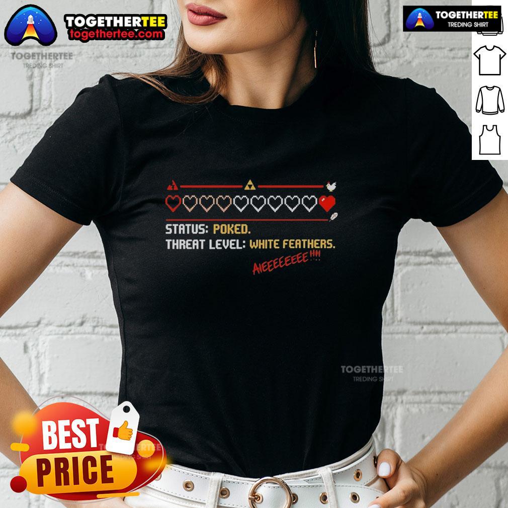 Good Status Poked Threat Level Withe Feathers Aieeeeeeee T-Shirt - Image 3