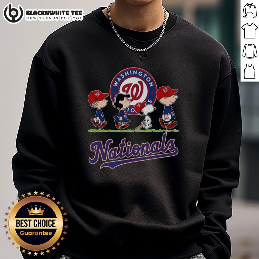 Cute Snoopy Charlie Brown Linus And Lucy Wearing Washington Nationals Baseball Jersey T-Shirt - Image 5
