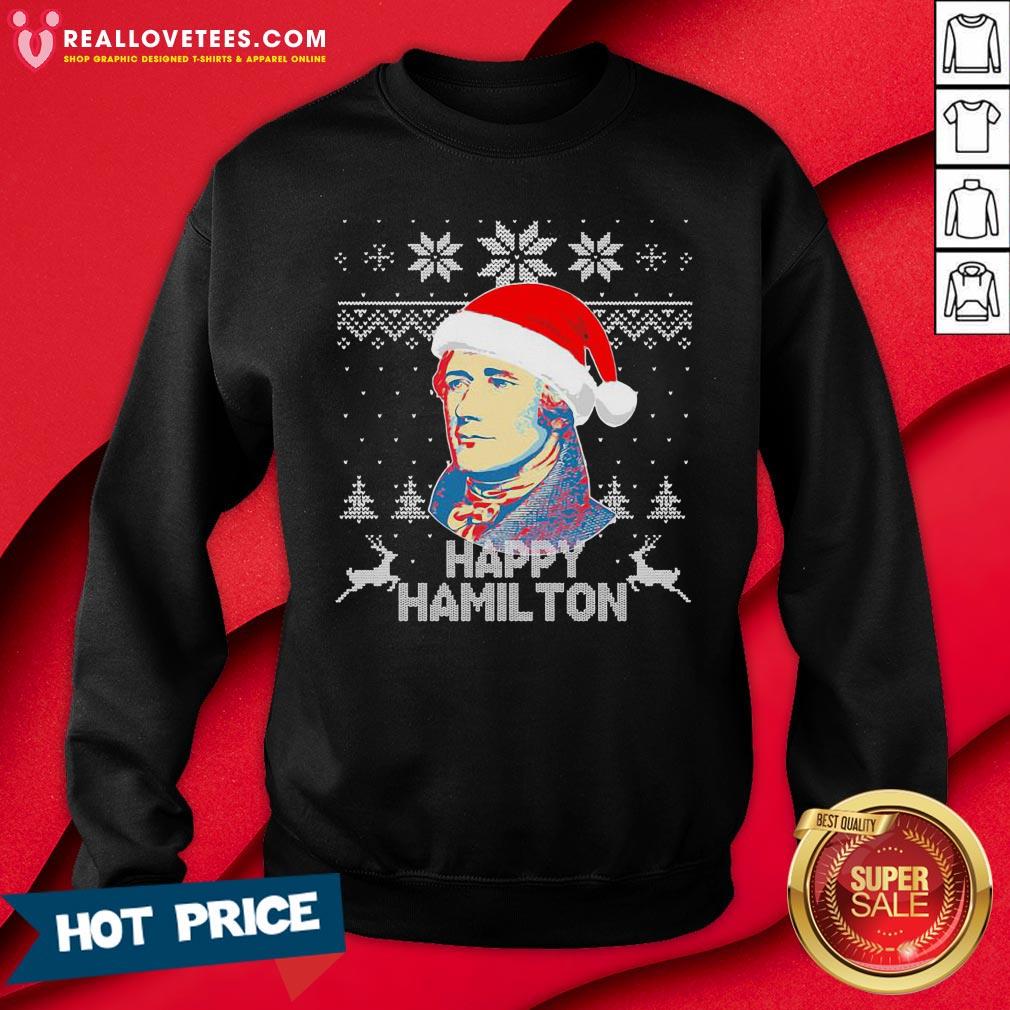 Sweet Happy Hamilton Santa Ugly Christmas Shirt - Image 3
