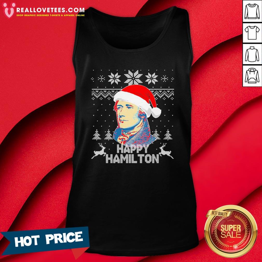 Sweet Happy Hamilton Santa Ugly Christmas Shirt - Image 2