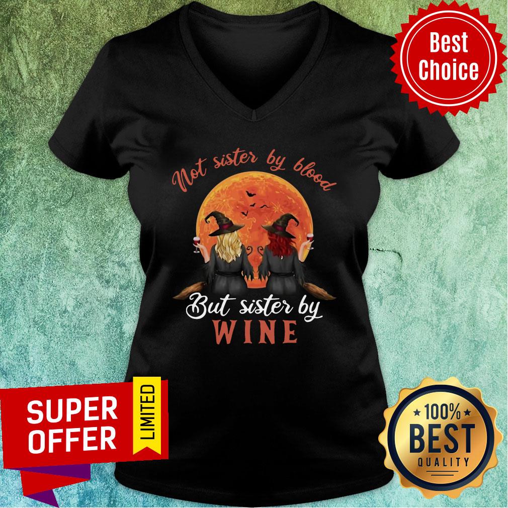 Not Sister By Blood But Sister By Wine Witch Sunset Shirt - Image 2