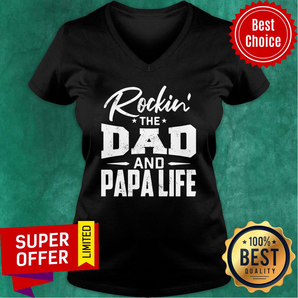 Rockin' The Dad And Papa Life Shirt - Image 3