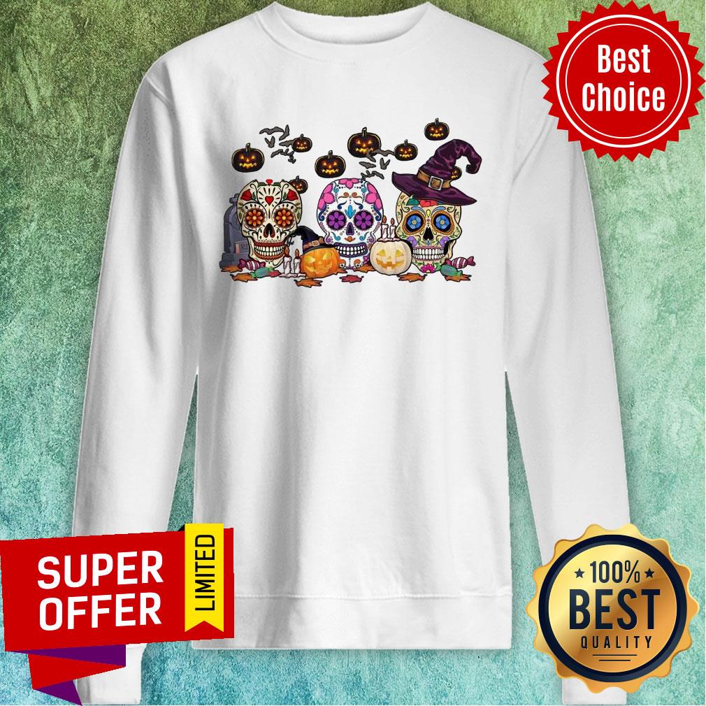 Skull Witch Pumkin Halloween Shirt - Image 5