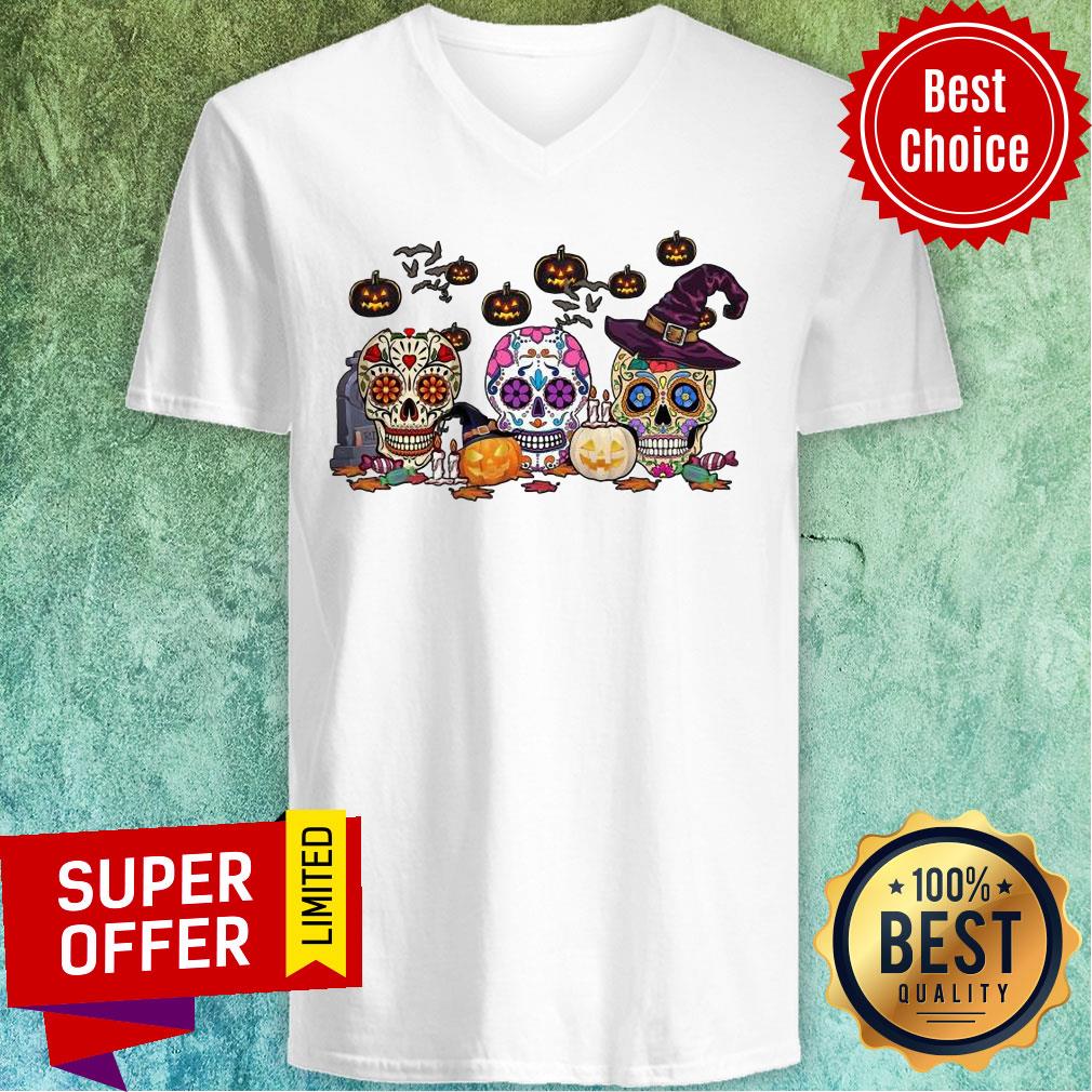 Skull Witch Pumkin Halloween Shirt - Image 3