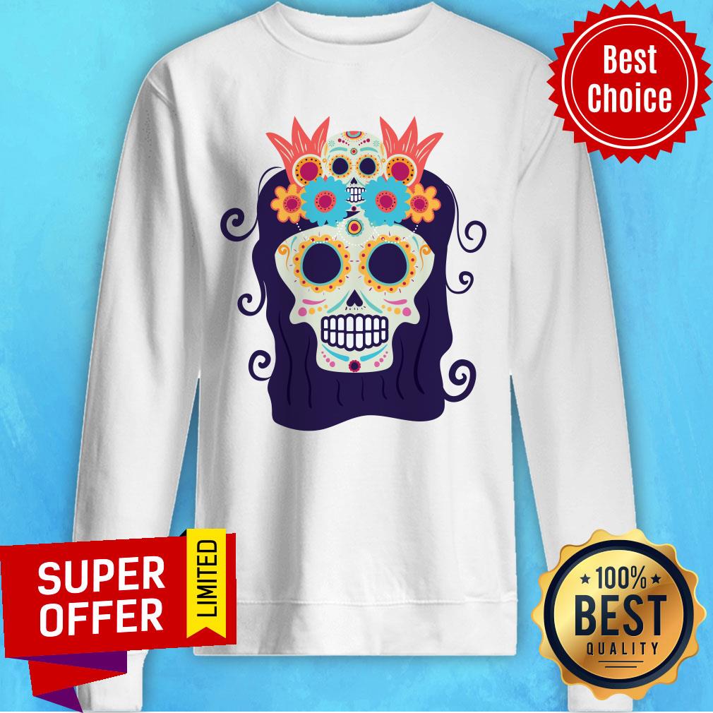 Sugar Skull Woman Day Of The Dead Muertos Shirt - Image 5