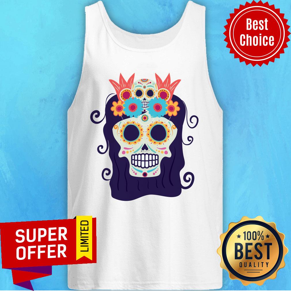 Sugar Skull Woman Day Of The Dead Muertos Shirt - Image 4
