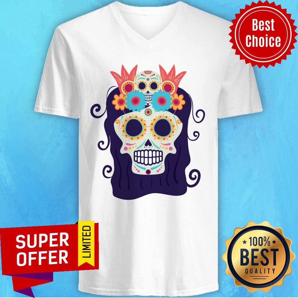 Sugar Skull Woman Day Of The Dead Muertos Shirt - Image 3