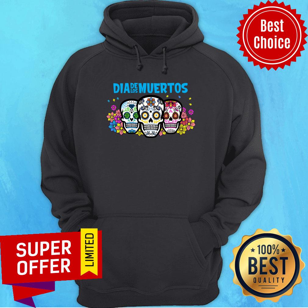 Three Sugar Skull Dia De Los Muertos Day Dead Shirt - Image 5