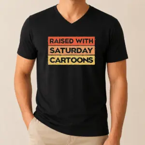Alternative view of Good Raised With Saturday Cartoons Retro Shirt