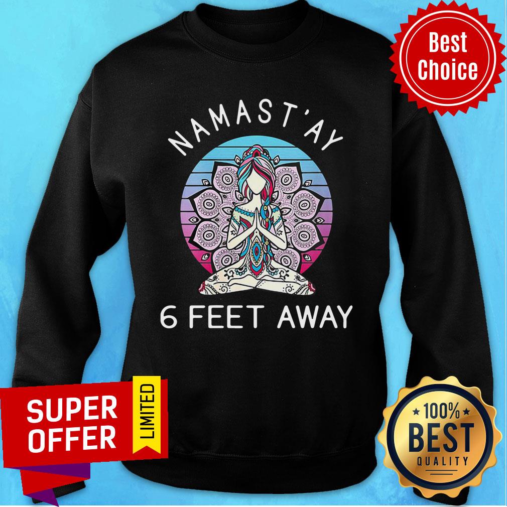Yoga Namastay 6 Feet Away Vintage Shirt - Image 4