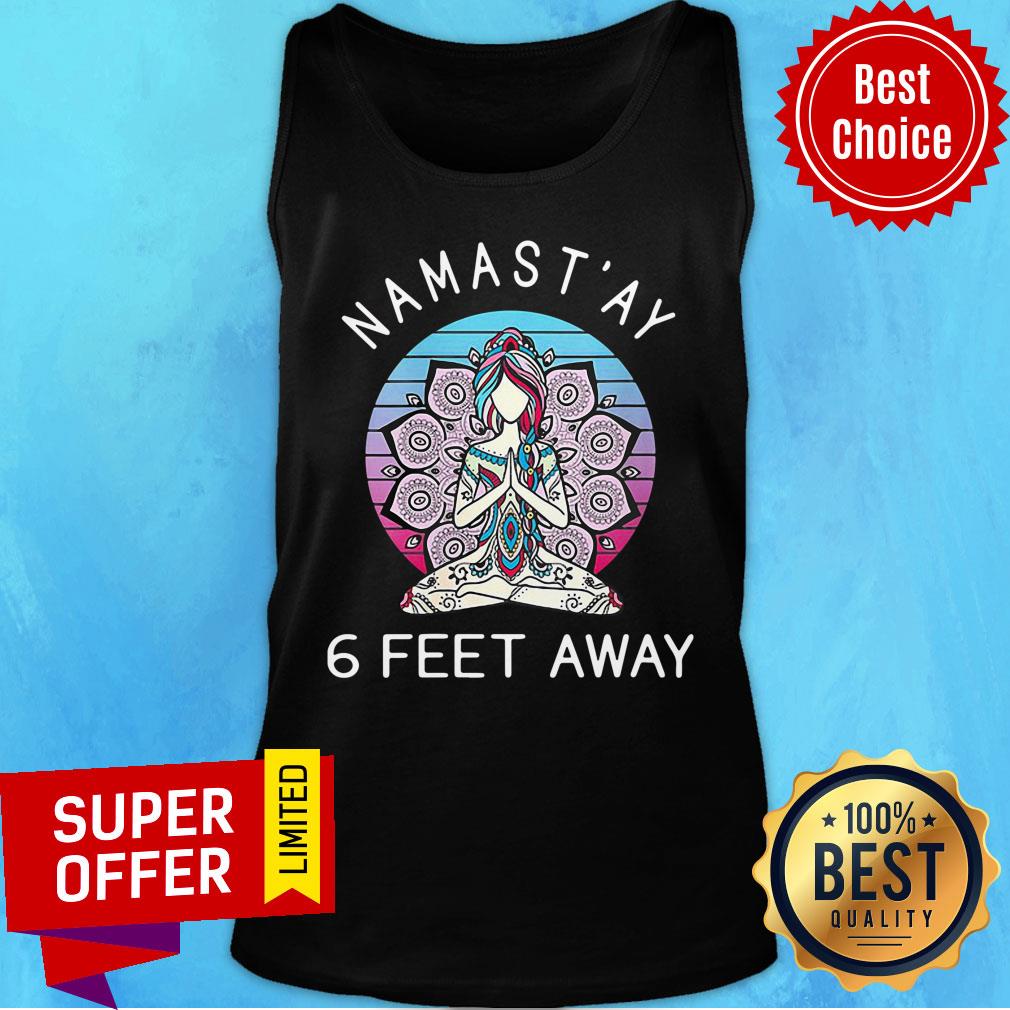 Yoga Namastay 6 Feet Away Vintage Shirt - Image 3
