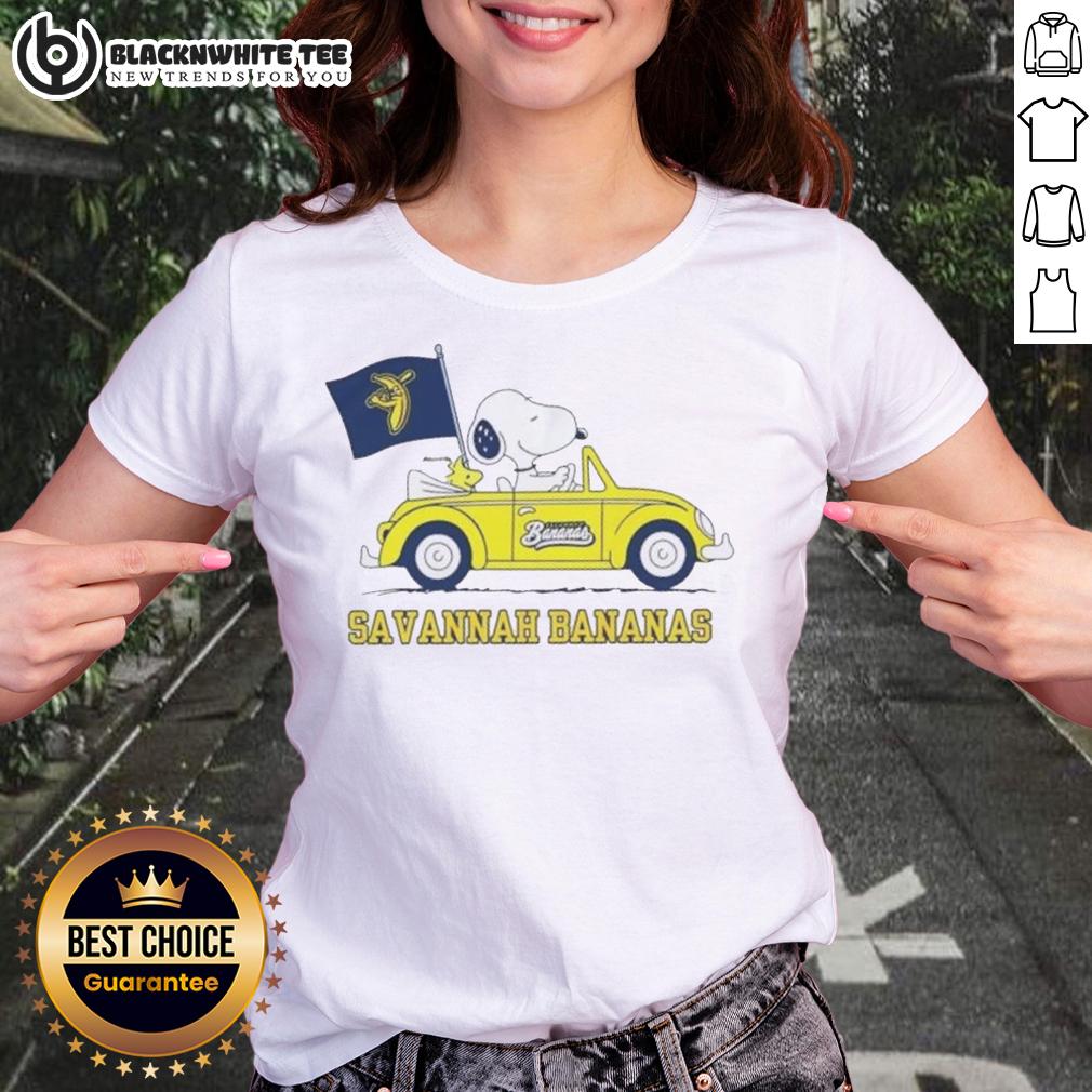 Pretty Snoopy Driving Car Savannah Bananas T-Shirt - Image 3